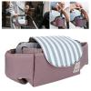 Universal Hanging Bag Organizer Cup Holder Storage Bag Strollers Accessory Multiple Pockets for Bottle,Baby Stroller Organizer, Diaper, Phone, Toys(mint stripes), Baby Stroller Organizer, Univer view 3