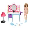 Barbie Doll & Hair Salon Playset with 15 Styling Accessories & Furniture, Long Color-Change Hair & Printed Dress view 1