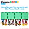 PicassoTiles Magnetic Figures + 100pcs Magnet Tiles + 2pc Car Truck, 8 Piece Character Action Magnet Expansion Pretend Playset, Clear 3D Building Blocks Playboards, Re-Enforced Hitch and Long Bed view 2