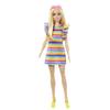 Barbie Fashionistas Doll #197 with Blonde Hair & Braces Wearing Rainbow Tiered Dress & Accessories Including Platform Shoes & Sunglasses view 1