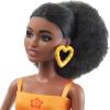 Barbie Fashionistas Doll #198, Petite with Curly Black Hair, Retro Floral Clothes & Accessories Including Sandals & Heart-Shaped Earrings view 3