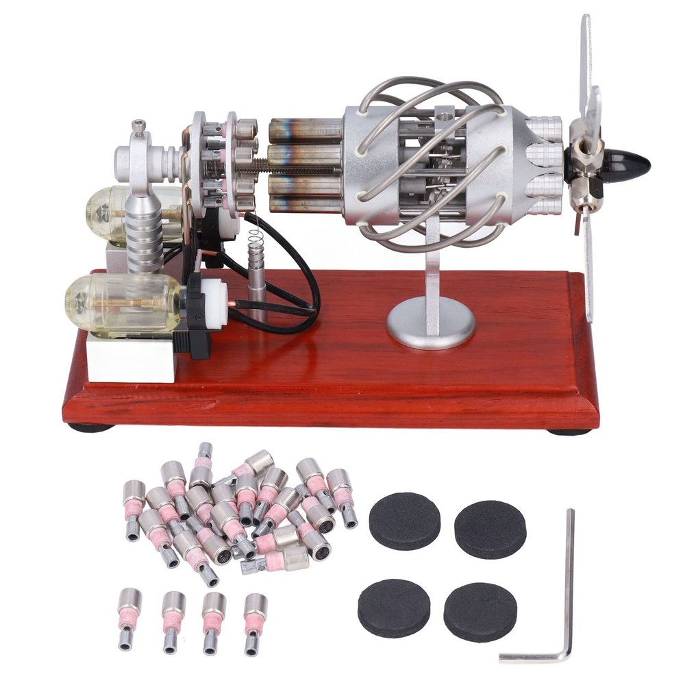 Engine Model Kit Hot Air Generator 16 Cylinder Swashplate Educational Toy Gift with Wrench Rubber Pad Stirling Engine Stirling Engine Stirling Engine kit Nikola Toy