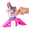 Barbie Chelsea Doll & Skate Park Playset with 2 Puppies, Skate Ramp, Scooter & 15+ Accessories, Brunette Small Doll with Blue Eyes view 4