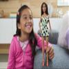 Barbie Fashionistas Doll #200 with Brunette Hair, Lime Green Polka Dot Romper & Barbie Accessories view 2