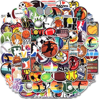 100 PCS Sports Stickers for Water Bottles, Laptop - Soccer, Football, Volleyball, Golf, Basketball Balls - for Teens and Kids