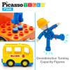 PicassoTiles Vehicle and Action Figure + Activity Center Play Table, Magnetic Pretend Playset, School Bus, Car, Truck, Drivers, Study Desk Sandbox Water Tight Storage All-in-1 331pc Blocks Marble Run view 4
