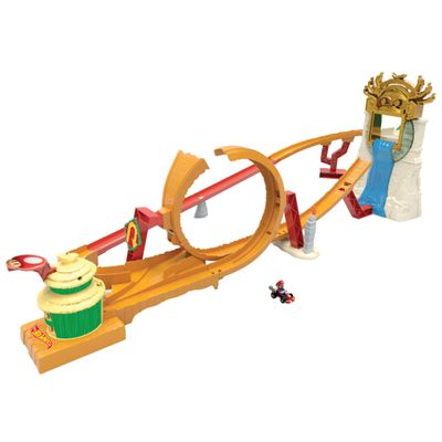 Hot Wheels Mario Kart Track Set & Toy Car, Super Mario Bros Jungle Kingdom Raceway, 3+ Feet Tall with Die-Cast Mario Kart & Waterfall Jump
