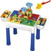 PicassoTiles 7pc Animal Action Figure + Activity Center Play Table, Pretend Playset, Study Desk Set Sandbox Water Tight Container Storage All-in-1 STEM Toy with 331pc Dual Size Brick Blocks Marble Run view 1