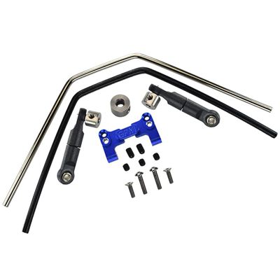 GPM 15Pc Set Upgrades Aluminum Front/Rear Sway Bar Mount with Linkage and Wire for 1/8 4Wd Sledge Monster Truck (95076-4) Rc Cars (Blue)