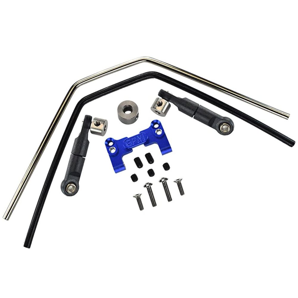 GPM 15Pc Set Upgrades Aluminum Front/Rear Sway Bar Mount with Linkage and Wire for 1/8 4Wd Sledge Monster Truck (95076-4) Rc Cars (Blue)