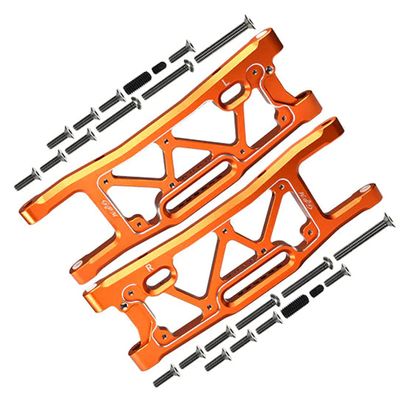 GPM 1Pcs Set Upgrades Aluminum 6061 Rear Suspension Arms for 1/8 4Wd Sledge Monster Truck (95076-4) Rc Cars (Orange)