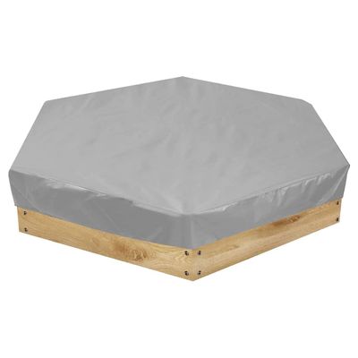 Gicov Hexagon Sandbox Cover Waterproof Sandpit Pool Cover with Drawstring Heavy Duty Sand Box Protection Cover Sandbox Canopy Replacement for Backyard Garden Outdoor (55x43x7.8in, Grey)