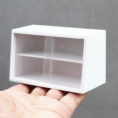 EatingBiting 1:6 mini House White Miniature Furniture Wood Cake Commercial Countertop Bakery Display Case Cabinet Storage Showcase with Acrylic Movable Window 3.9" for Figures Tea Set Cosmetics