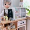 EatingBiting 1:6 mini House White Miniature Furniture Wood Cake Commercial Countertop Bakery Display Case Cabinet Storage Showcase with Acrylic Movable Window 3.9" for Figures Tea Set Cosmetics view 2