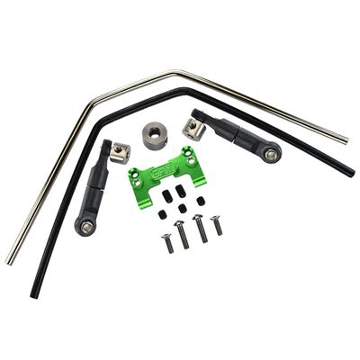GPM 15Pc Set Upgrades Aluminum Front/Rear Sway Bar Mount with Linkage and Wire for 1/8 4Wd Sledge Monster Truck (95076-4) Rc Cars (Green)