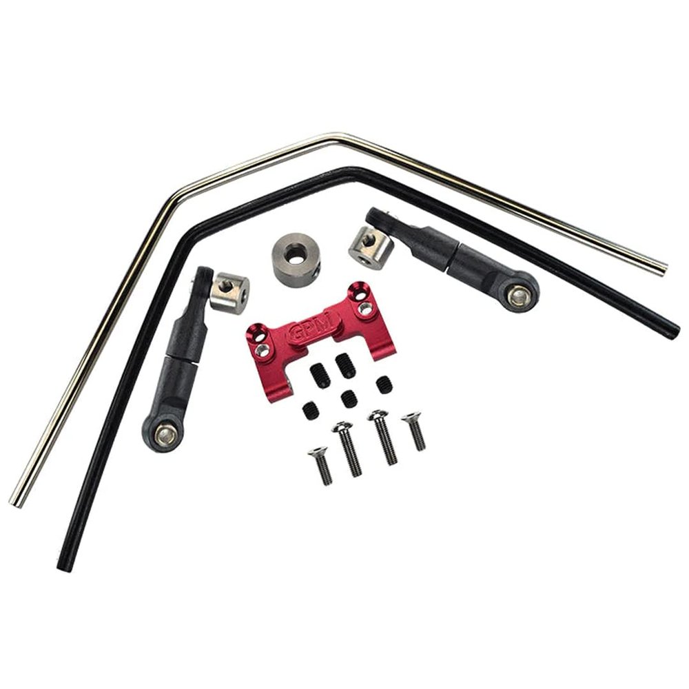 GPM 15Pc Set Upgrades Aluminum Front/Rear Sway Bar Mount with Linkage and Wire for 1/8 4Wd Sledge Monster Truck (95076-4) Rc Cars (red)
