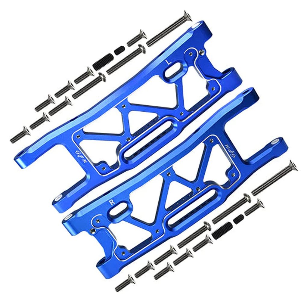 GPM 1Pcs Set Upgrades Aluminum 6061 Rear Suspension Arms for 1/8 4Wd Sledge Monster Truck (95076-4) Rc Cars (Blue)