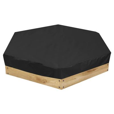 Gicov Hexagon Sandbox Cover Waterproof Sandpit Pool Cover with Drawstring Heavy Duty Sand Box Protection Cover Sandbox Canopy Replacement for Backyard Garden Outdoor (55x43x7.8in, Black)