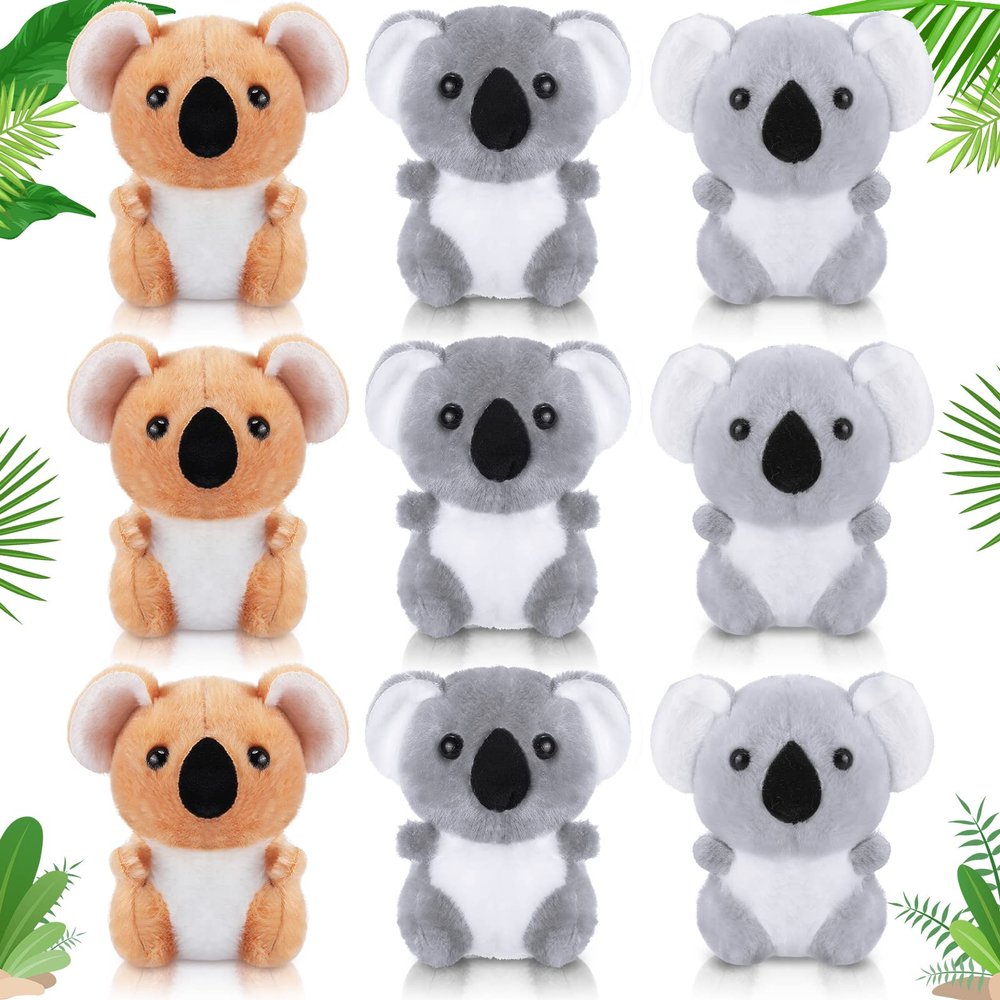 Aoriher 9 Pcs Koala Bear Plush Mini Stuffed Animal Small Koala Bear Keychain Plush Soft Huggable Bulk Toy Forest Stuffed Animals Set for Kids Birthday Party Favors Gifts Award, 4 Inches