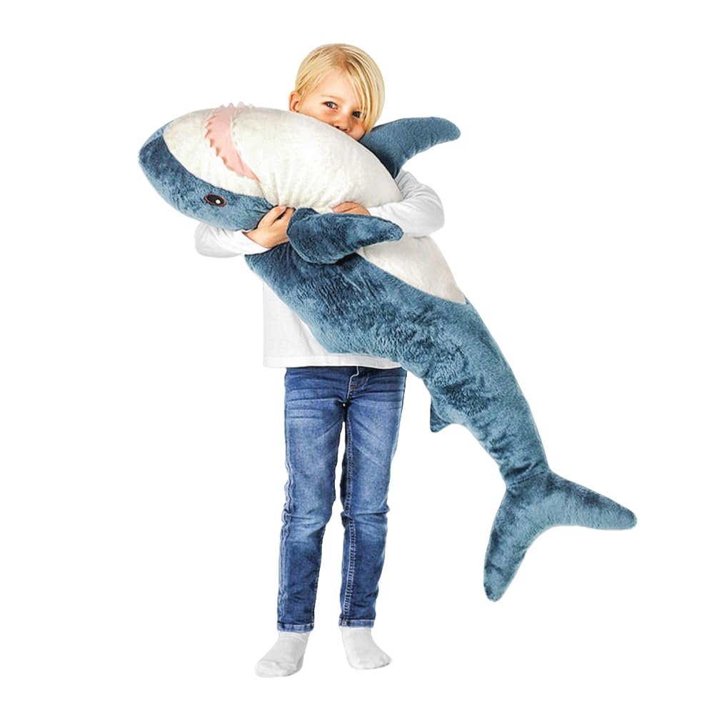 XIYUAN 39.3-Inch SharkPlush Toy Giant SharkStuffed Animal Soft SharkPillow Cushion Shark Plush Pillow Chubby Stuffed Shark Toy Bedtime Gift Throw Pillow for Home Room Dcor Kids