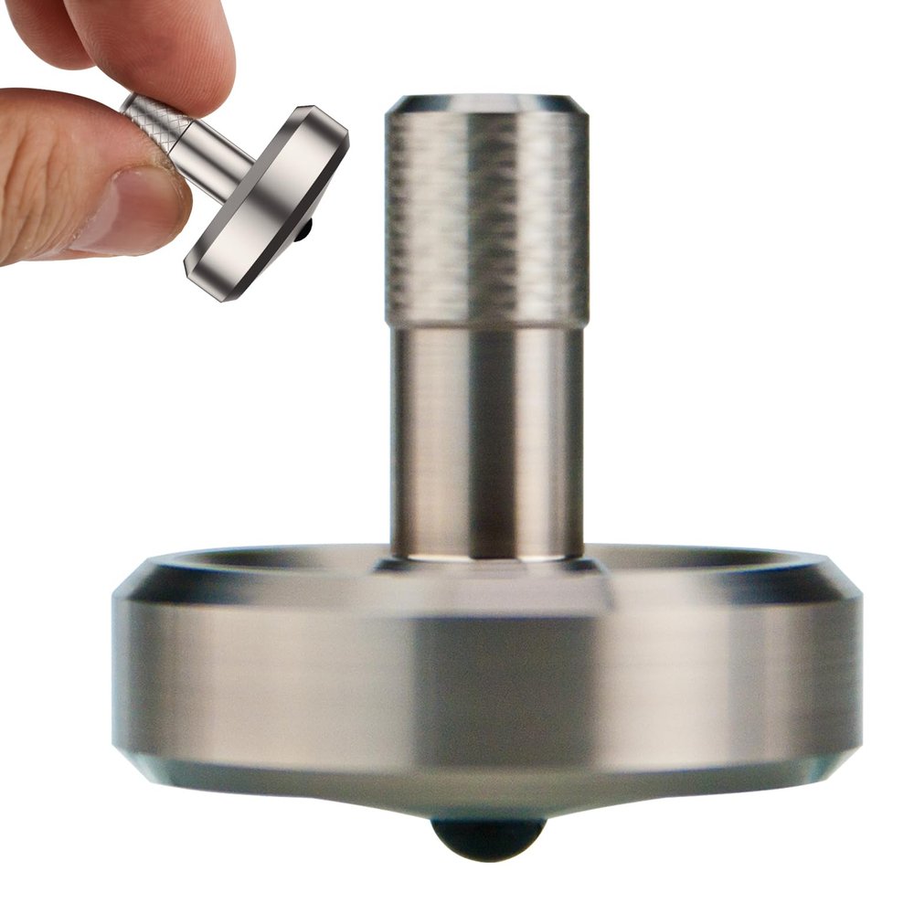 DjuiinoStar Premium Titanium Spinning Top: Lengthened Stem, Easy to Twirl, Decent Performance (4-7 Minutes), CNC Machined, Great Time Killer, EDC Fidget Toy DST-821