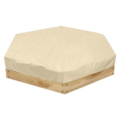 Gicov Hexagon Sandbox Cover Waterproof Sandpit Pool Cover with Drawstring Heavy Duty Sand Box Protection Cover Sandbox Canopy Replacement for Backyard Garden Outdoor (55x43x7.8in, Beige)