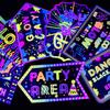 16 Pieces Glow in The Dark Party Supplies - Neon Signs, Birthday Paper Banner, Door and Wall Welcome Signs for Black Light Decorations view 3