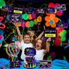 16 Pieces Glow in The Dark Party Supplies - Neon Signs, Birthday Paper Banner, Door and Wall Welcome Signs for Black Light Decorations view 4