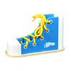 Almencla Wooden Lacing Shoe Toy,Shoe Tying Aid Fine Motor Skills Toy Learn to Tie Shoes for Kids, Blue view 2