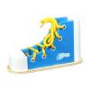 Almencla Wooden Lacing Shoe Toy,Shoe Tying Aid Fine Motor Skills Toy Learn to Tie Shoes for Kids, Blue view 3