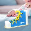 Almencla Wooden Lacing Shoe Toy,Shoe Tying Aid Fine Motor Skills Toy Learn to Tie Shoes for Kids, Blue view 4