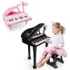 24 Keys Pink Piano Toy + 31 Keys Black Toy Piano Keyboard for Toddlers view 1