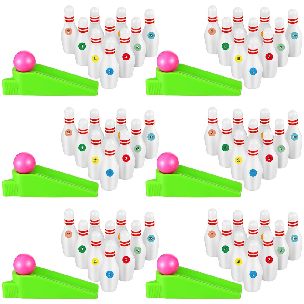 Kathfly Bowling Party Favors for Kids Mini Game with Miniature Bowl Pins Ramp Bowl Ball Tabletop Bowling Sets Goodie Bag Fillers for School Classroom Prize Party(25 Set)