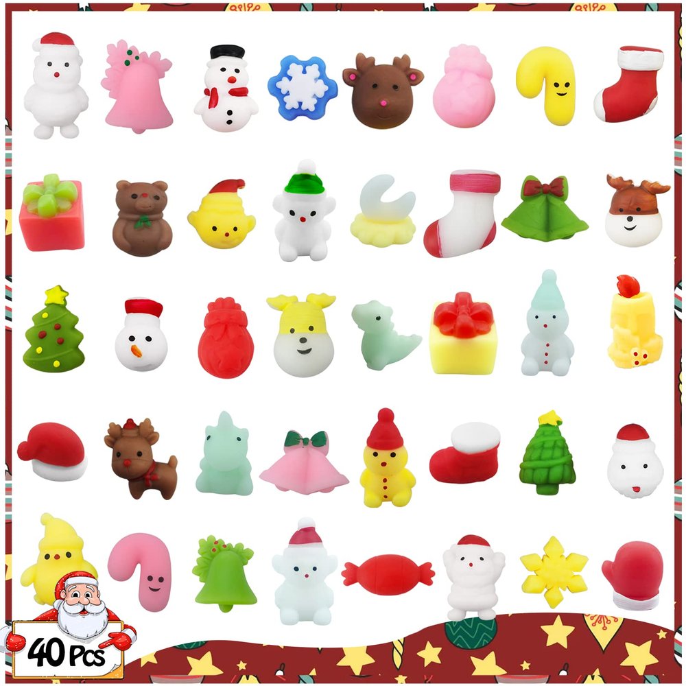 Albiuev 40pcs Christmas Mochi Squishy Toys Squishies Christmas Toys for Kids Girls Boys Adults Stress Relieve Chrisrmas Party Favors Stocking Stuffers.