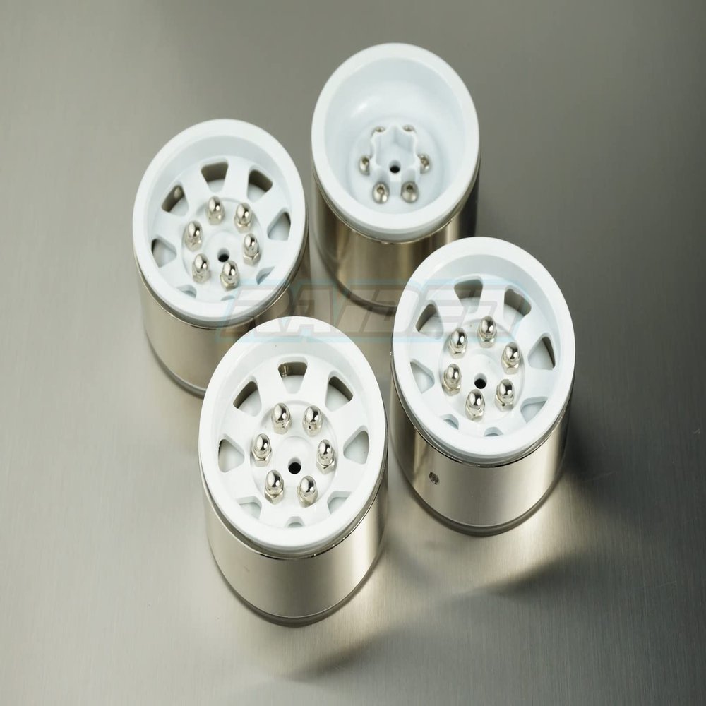 Aluminum Alloy 1.9 Beadlock Rim Wheels for 1/10 RC Crawler TRX-4 CC01 CC02 SCX10 II III PAJERO BRONCO HILUX D90 D110 - White