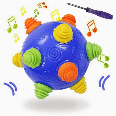 Toddlers Baby Music Shake Dancing Ball Toy, Move and Crawl Ball Toys for Kids,Bouncing Sensory Learning Ball Toys Ideal Gift for Baby Boys and Girls, Endless Fun for Children (Navy Blue),18+ Months
