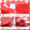 205 Pcs Party Supplies for 25 Guest Checkered Plaid Tablecloth Pennant Banner Plate Cup Napkin Cutlery and Straw for Birthday Family Dinner Picnic BBQ Birthday Party Decoration(Red and White) view 3