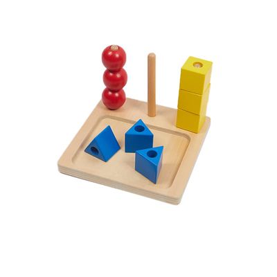 Montessori Toys for 1 2 3 Years Old - 3 Colored Cubes on Wooden Peg Toys, Baby Game for Color Recognition Shape Sorter, Montessori Materials Wooden Sorting and Stacking Toys for Boys and Girls Gift