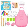 Toyze Birthday Gifts for 3-8 Year Old Girls Cute Stuff Apron for Girls Kids Cooking Sets Toddler Toys Kids Chef Hat and Apron Easter Christmas Stocking Stuffers White-with Cookbook view 1