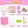Toyze Birthday Gifts for 3-8 Year Old Girls Cute Stuff Apron for Girls Kids Cooking Sets Toddler Toys Kids Chef Hat and Apron Easter Christmas Stocking Stuffers White-with Cookbook view 3