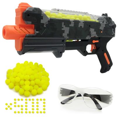 Blaster Gun with Protective Goggles and 500 Rounds for Boys and Girls Up to 110 FPS Compatible with Nerf Hyper Rounds Darts, Easy Reload, Holds Up to 50 Rounds