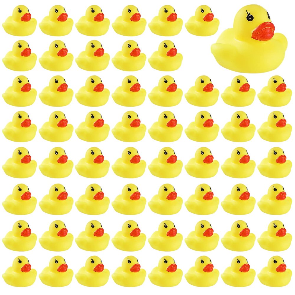 60 PCS Rubber Ducks Bath Toys Mini Ducks Float and Fun Squeak for Kids Bath Toy Shower Decorations Birthday Party Carnival Game Gift