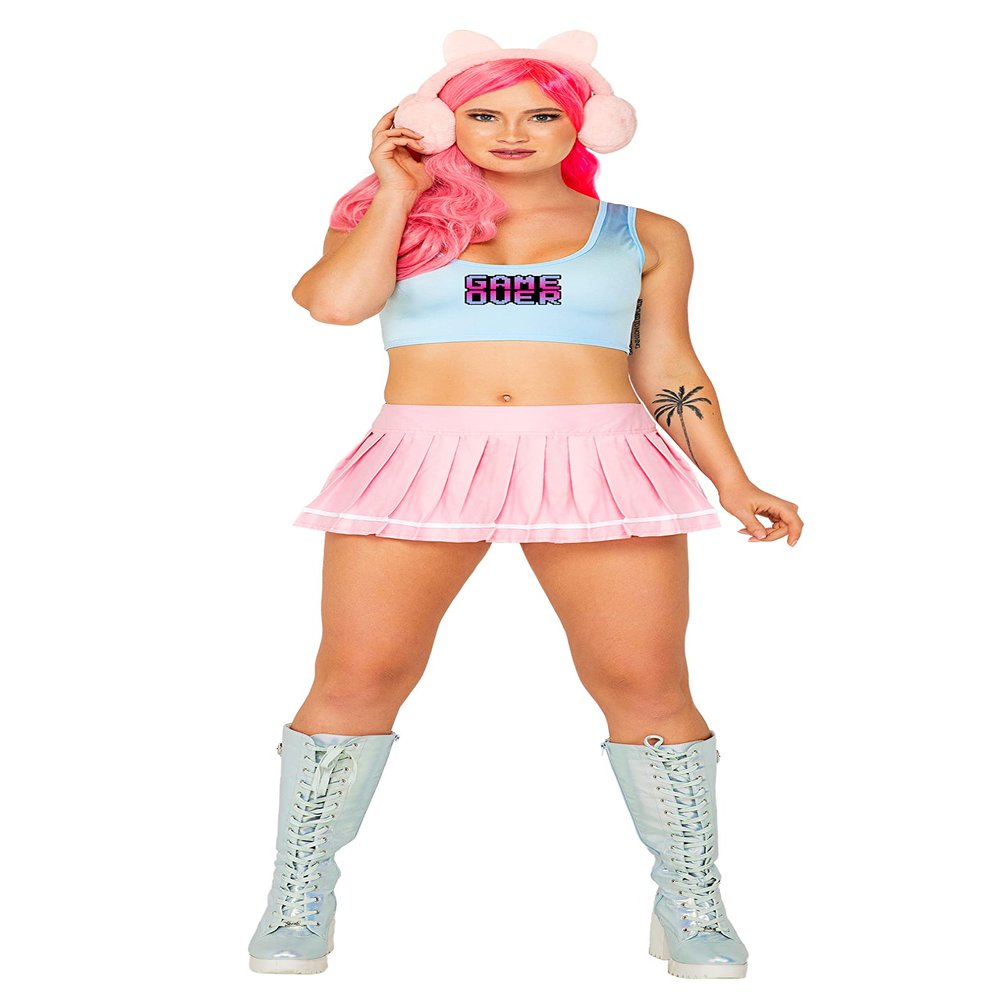 Roma Costume Women's 3pc Video Game Doll Costume, Pink/Blue, Small