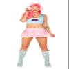 Roma Costume Women's 3pc Video Game Doll Costume, Pink/Blue, Small view 1