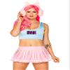 Roma Costume Women's 3pc Video Game Doll Costume, Pink/Blue, Small view 2