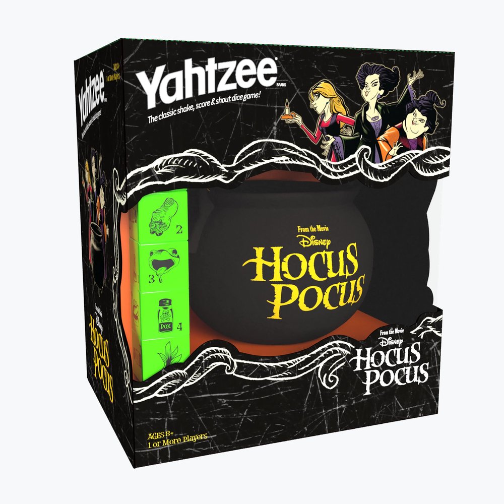 USAOPOLY YAHTZEE: Disney Hocus Pocus | Collectible Witch~'s Caldron Dice Cup Classic Family Game Based on Film Great for Night Officially-Licensed & Merchandise, Black