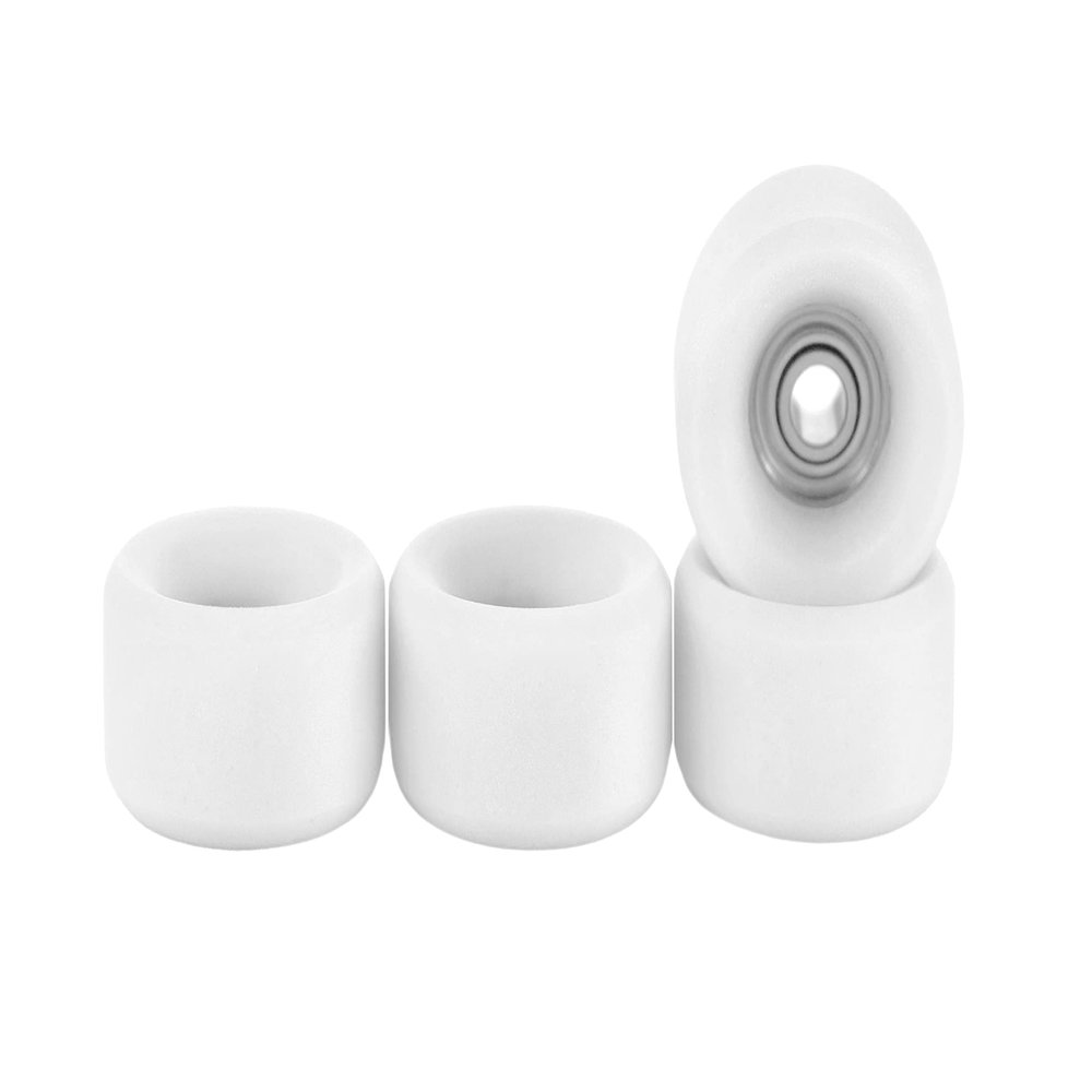 Teak Tuning Apex 61D Urethane Fingerboard Wheels - Slim Bowl Shaped, 7.5mm Diameter - ABEC-9 Stealth Bearings - Made in The USA - White Snow Colorway