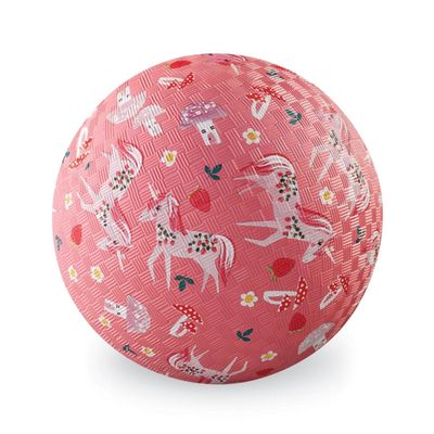 Crocodile Creek Playground Ball - Durable Rubber Ball for Kids Ages 3 and Up - Bouncy Inflatable Ball for Kickball, Indoor Games, and Outdoor Sports - PVC-Free - Unicorn Garden - 5-inch Diameter