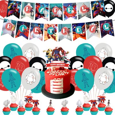 Kithwaro Baymax Hero Birthday Party Decorations, Includes Banner, Cake Topper, 12 Cupcake Toppers, 20 Balloons