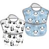 Qwalnely Panda Bibs Baby Stuff 2Packs for 6-24 Months Waterproof Washable Fabric (Panda) view 2